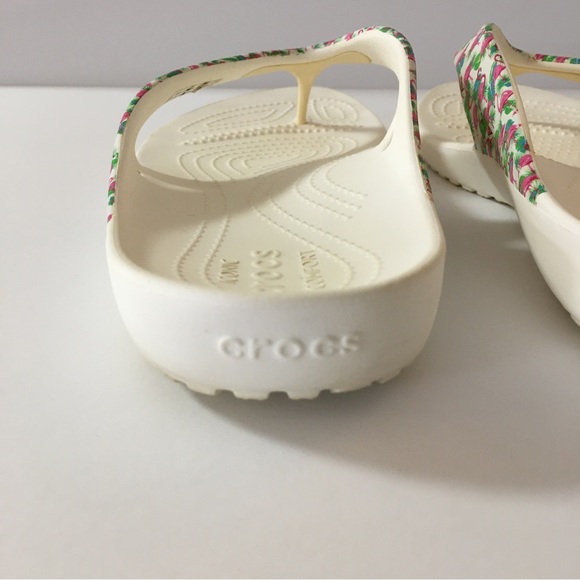 Crocs Ionic Comfort Kadee II White Flamingo Flip Flops Sandals Women's Size 10 - Picture 13 of 16